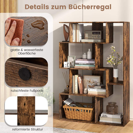 Regál se 6 přihrádkami, pojistka proti převrácení, moderní design