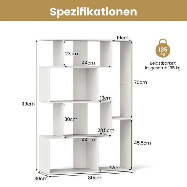 6-Cube White Bookshelf with Anti-Tip Safety Features