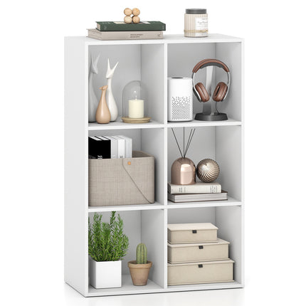 6-Cube White Wooden Bookcase with Anti-Tipping Kit