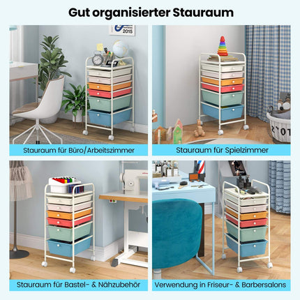 6-Drawer Rolling Cart with Metal Frame, Colorful Storage