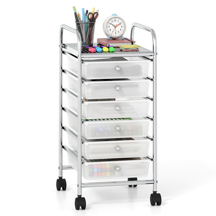 6-Drawer Rolling Cart with Metal Top & Lockable Wheels