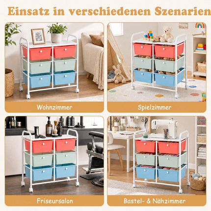 6-Drawer Rolling Storage Cart with Wheels, Metal Frame
