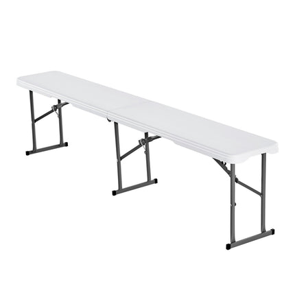 6 Ft Plastic Folding Bench, HDPE Seat, White, 1 Pack