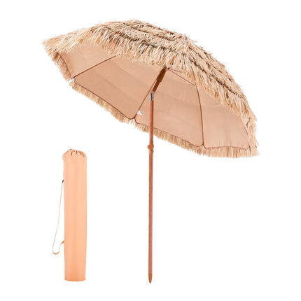 6 Ft Tiki Thatched Patio Umbrella With Tilt, 8-Rib