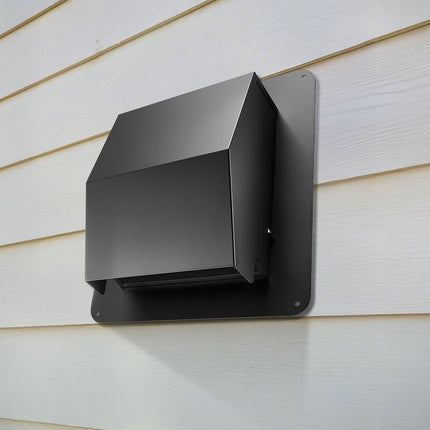 6-Inch Hooded Wall Vent Cover, Steel Screen, Black