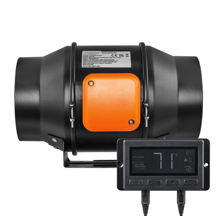 6-Inch Inline Duct Fan 402 CFM, Temp Humidity Controller