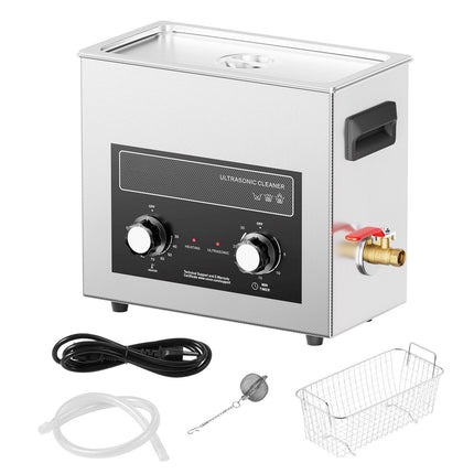 6L Ultrasonic Cleaner 180W with Heater, Timer, Basket