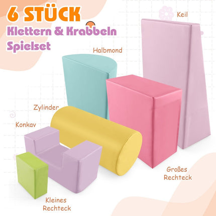 Pěnové kostky 6 ks, obří kostky na běhání a lezení, světle růžová
