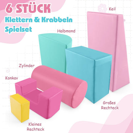 Pěnové kostky 6 ks, obří kostky na běhání a lezení, tmavě růžová