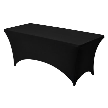 6-Pack Fitted Spandex Tablecloths for 6-Ft Tables, Black