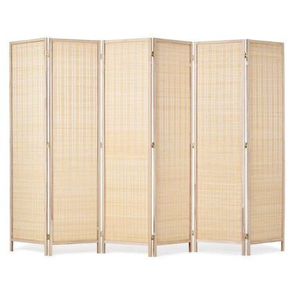 6-Panel Bamboo Woven Folding Room Divider Privacy Screen