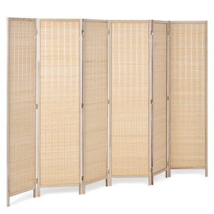 6-Panel Bamboo Woven Folding Room Divider Privacy Screen