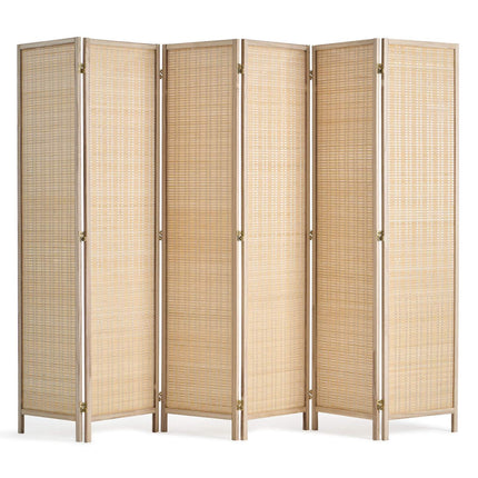 6-Panel Bamboo Woven Folding Room Divider Privacy Screen