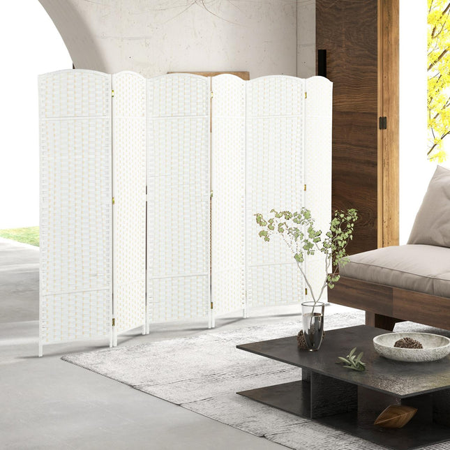 Skládací paraván se 6 díly, bílý polypropylen