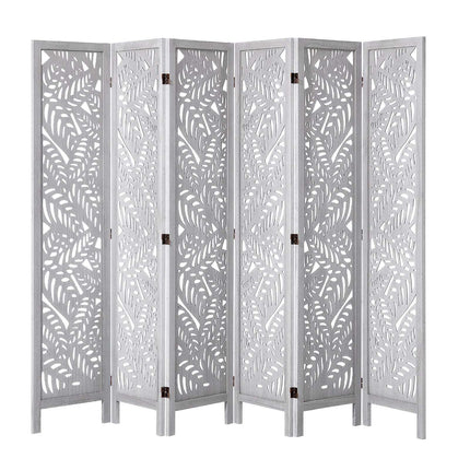 6-Panel Wood Room Divider, 66.9 in Folding Privacy Screen
