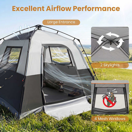6-Person Instant Cabin Tent with Rainfly – Orange/Gray