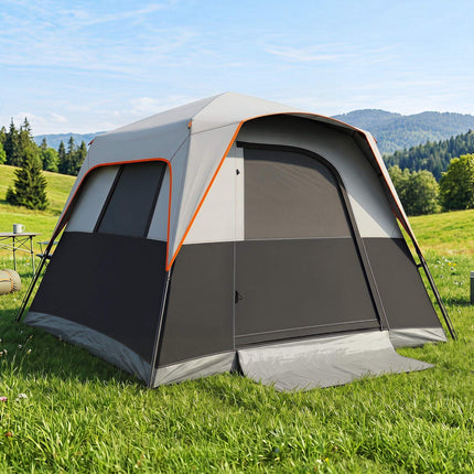 6-Person Instant Cabin Tent with Rainfly – Orange/Gray
