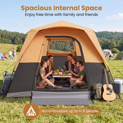 6-Person Instant Cabin Tent with Rainfly and Carry Bag