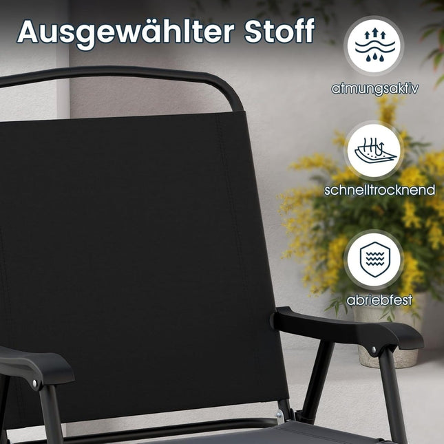 6-delige tuinset met parasol en klapstoelen