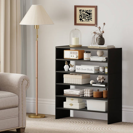 6-Tier Black Shoe Rack with Anti-Tipping Device