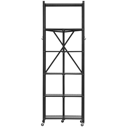 6-Tier Folding Metal Shelving Unit, 24 x 12 x 72 in, Wheels