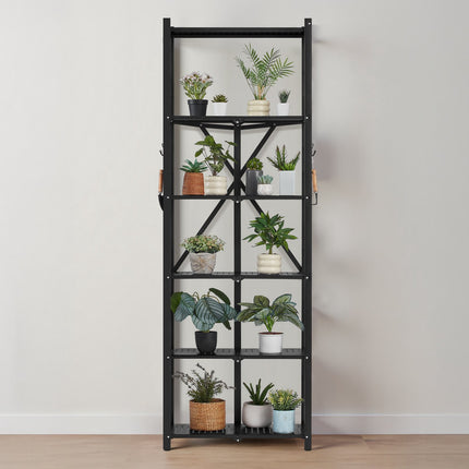 6-Tier Folding Metal Shelving Unit, 24 x 12 x 72 in, Wheels