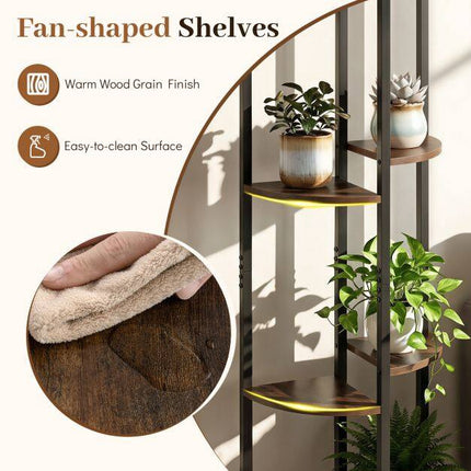 6-Tier Metal Plant Stand with Staggered Shelves, 42x22x136 cm