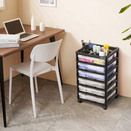 6-Tier Rolling Storage Cart, Organizer Top, Locking Wheels