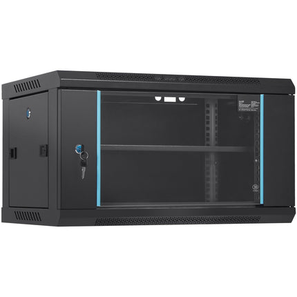 6U Wall-Mount 19-Inch Server Rack Cabinet, Locking Glass