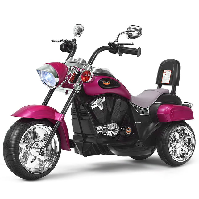 Elektrická motorka 6 V na baterie s hudbou, 91 x 48 x 64 cm, růžová červená