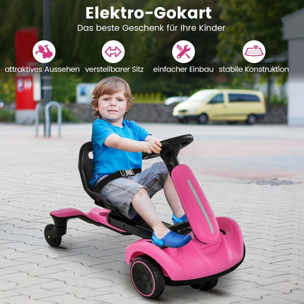Dětská motokára 6V, elektrické drift auto s dvoupolohovým sedadlem, růžová