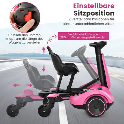 Dětská motokára 6V, elektrické drift auto s dvoupolohovým sedadlem, růžová