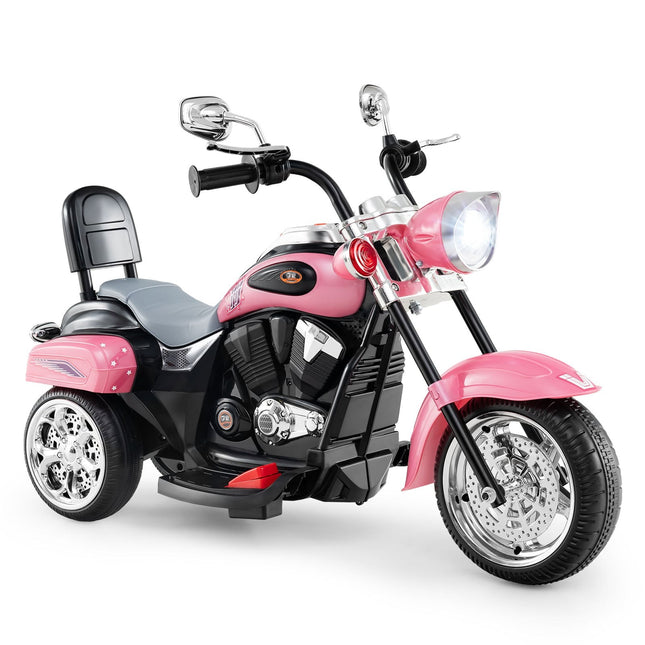 6V elektrische kindermotor, roze, verstelbare verlichting en geluid