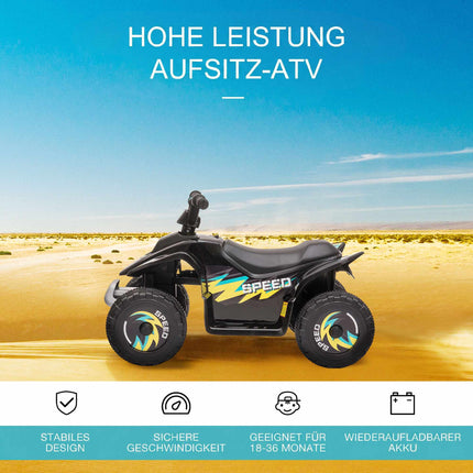 6V Kids Electric Quad Bike, Black, Ages 1.5-3, 20kg Limit