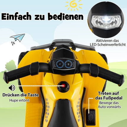 Dětská elektrická čtyřkolka 6V s LED světlomety, 18–36 měsíců
