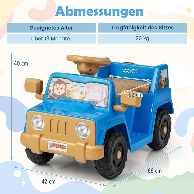Dětské elektrické autíčko 6V se zvukovými efekty, modrá