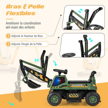 Dětský elektrický bagr 6V, otočné sedadlo, hudba