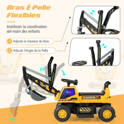 Dětský elektrický bagr 6V, otočné sedadlo, hudba