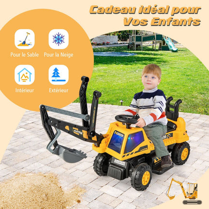Dětský elektrický bagr 6V, otočné sedadlo, hudba