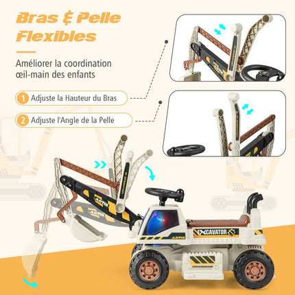 Dětské elektrické rypadlo 6V, otočné sedadlo, hudba