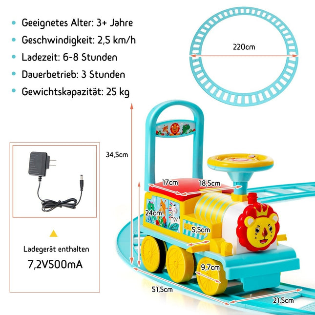 Dětský elektrický vláček 6V s 16 díly kolejí pro děti od 3 let, modrá