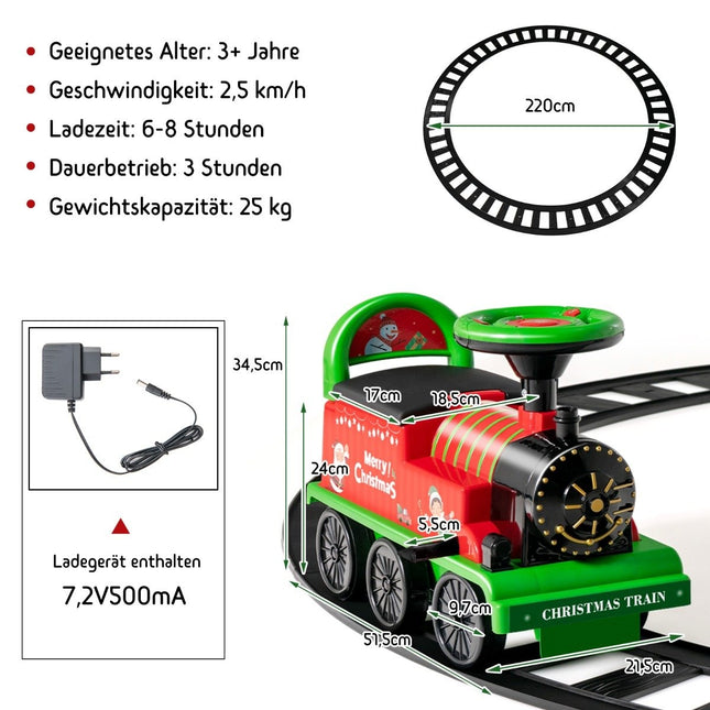 Dětský elektrický vláček 6V s 16 díly kolejí pro děti od 3 let, zelená