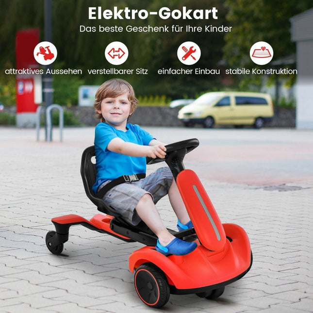 6V go-kart elektrische driftwagen voor kinderen elektrische go-kart met 2-voudig verstelbare stoel rood