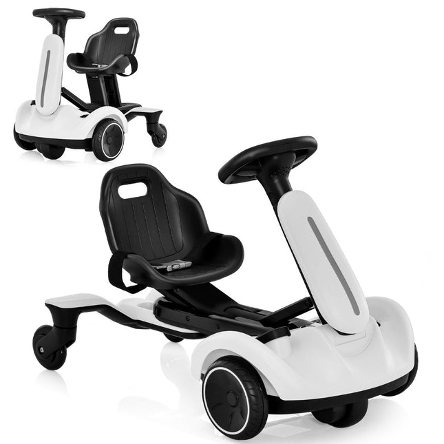 6V go-kart elektrische driftwagen voor kinderen elektrische go-kart met 2-voudig verstelbare stoel wit