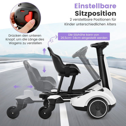 6V go-kart electric drift car for children electric go-kart with 2-way adjustable seat white