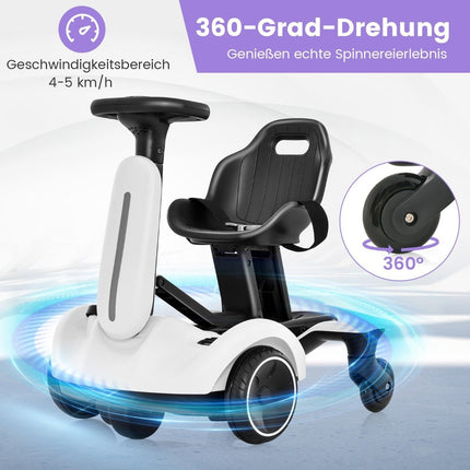 6V go-kart electric drift car for children electric go-kart with 2-way adjustable seat white