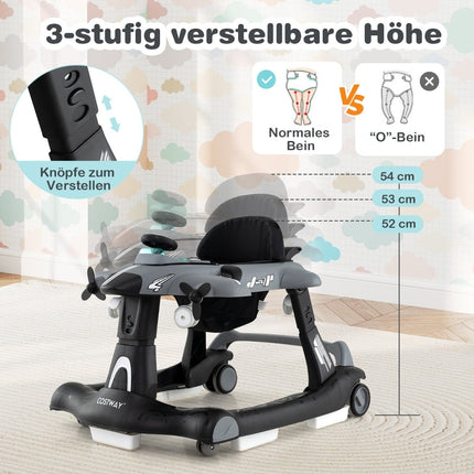 Nastavitelné dětské chodítko 6 v 1 s pultíkem, šedá