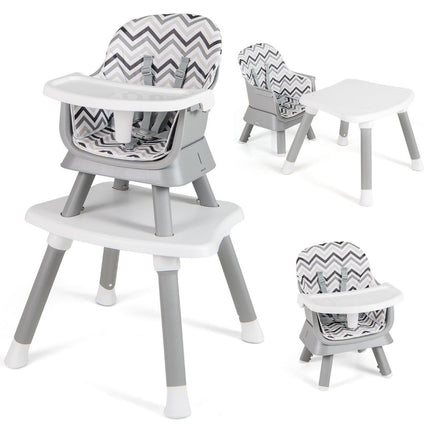 6-in-1 Baby High Chair High Chair &amp; Dining chair &amp; Learning table baby chair combination high chair gray and white