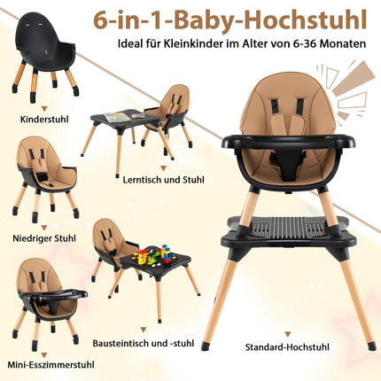 Dětská jídelní židlička 6 v 1 s dvojitým pultíkem