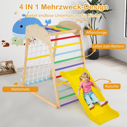6 in 1 Pull Up Bar & Slide & Climbing Rocks & Climbing Net & Ladder & Tunnel Climbing Frame Colorful